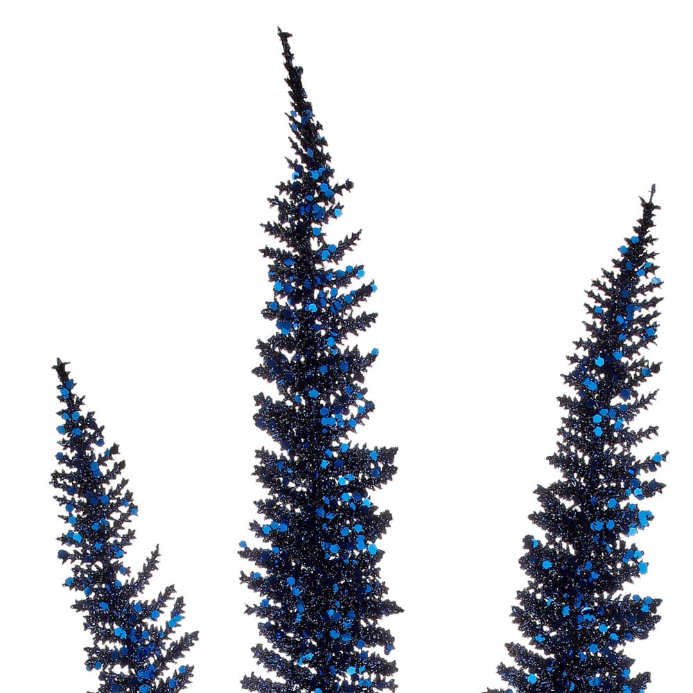 Tige de fougère de Noël bleu nuit à trois frondes - Décors Véronneau