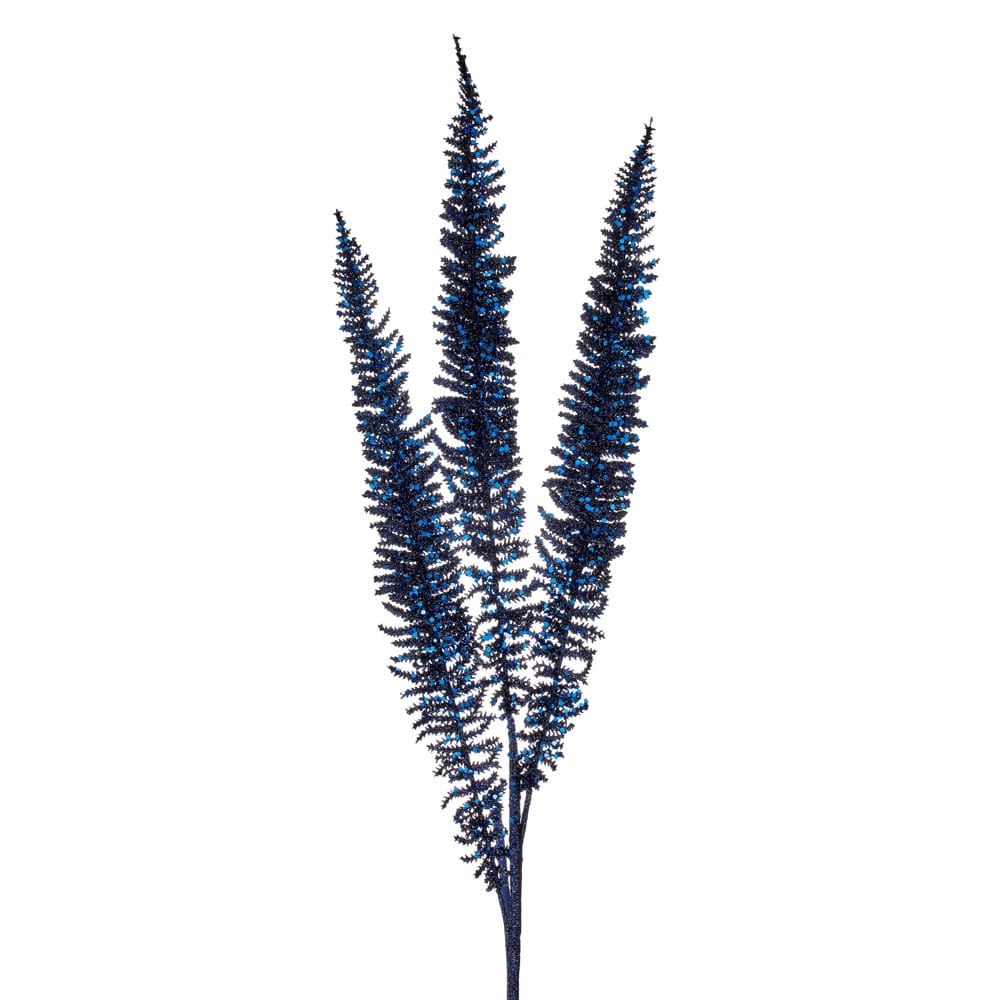 Tige de fougère de Noël bleu nuit à trois frondes - Décors Véronneau