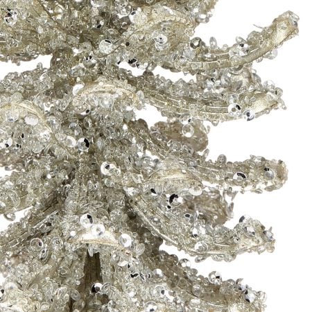 Iced platinum pinecone Christmas ornament with glitters, 7'' - Décors Véronneau