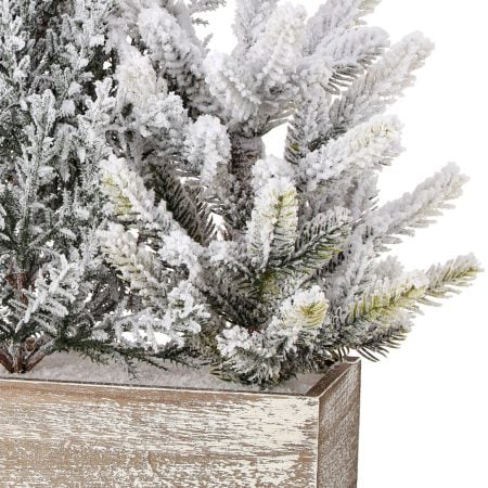 White pine tree centerpiece in a wooden box, 16'' - Décors Véronneau