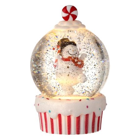 LED candy Christmas snowglobe with frosty, 7''