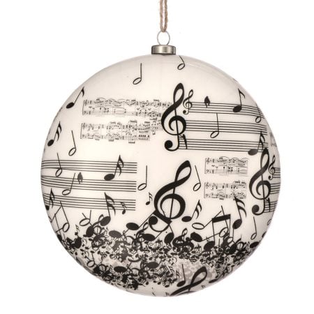 Ornement de Noël disque à motif de partition de musique, 5''