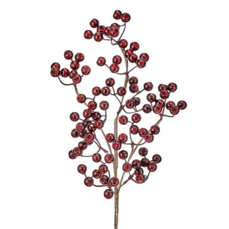Artificial burgundy glittered Christmas berry spray, 25''