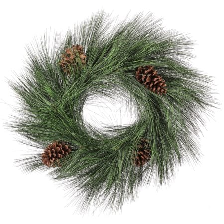 Artificial horsetail pine wreath with pinecones, 30''