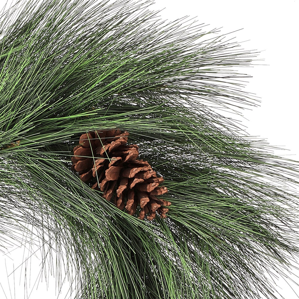 Couronne d'aiguilles de pin artificiel et cocottes - Décors Véronneau