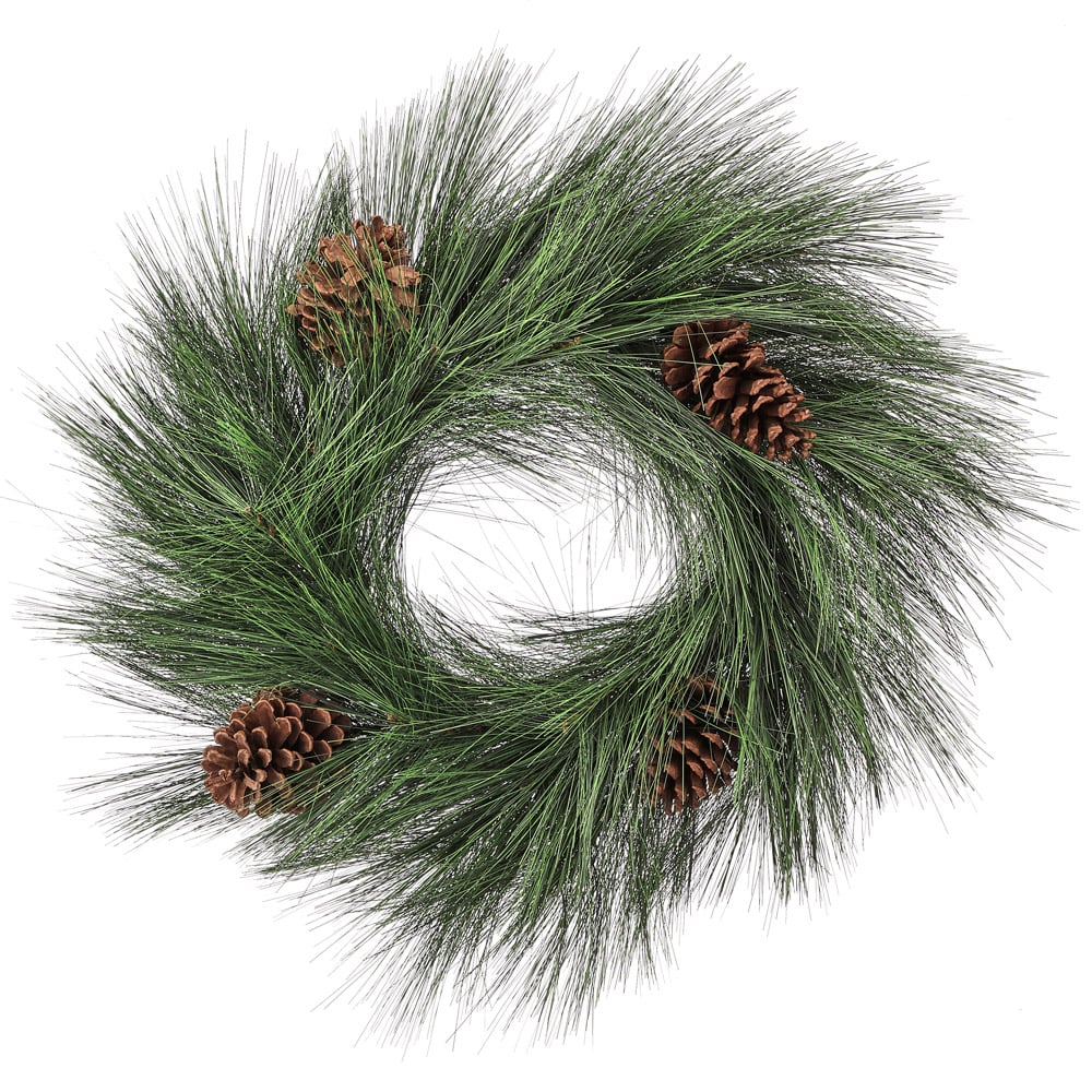 Couronne d'aiguilles de pin artificiel et cocottes - Décors Véronneau