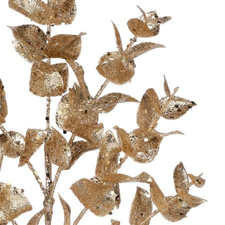 Branche d'eucalyptus artificiel champagne pailleté, 25'' - Décors Véronneau