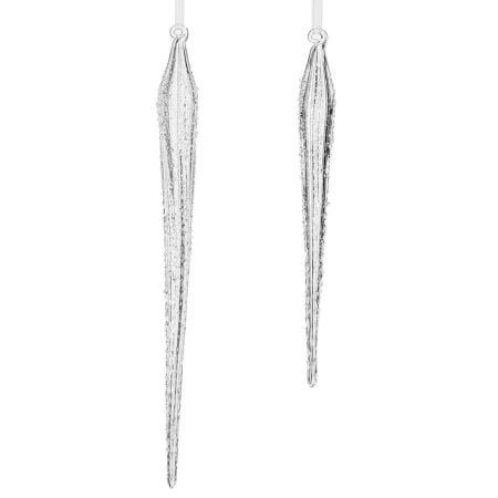 Ornement de Noël stalactite en verre givré, 9-12''