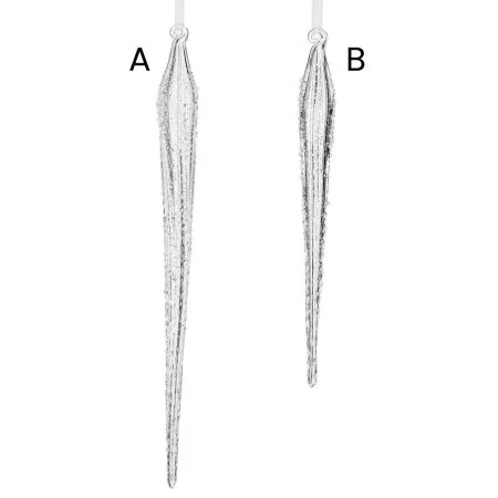 Frosted glass icicle Christmas ornament, 9-12'' - Décors Véronneau
