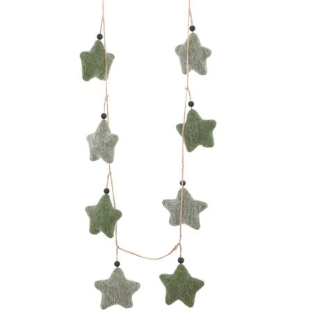 Guirlande de Noël orné d'étoiles vertes retombantes, 72''