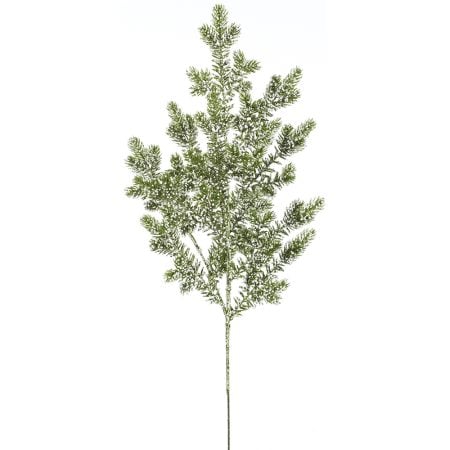 Glittered white mini berry spray with pine, 30''