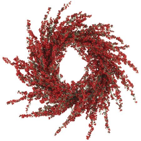 Artificial red berry wreath, 24''