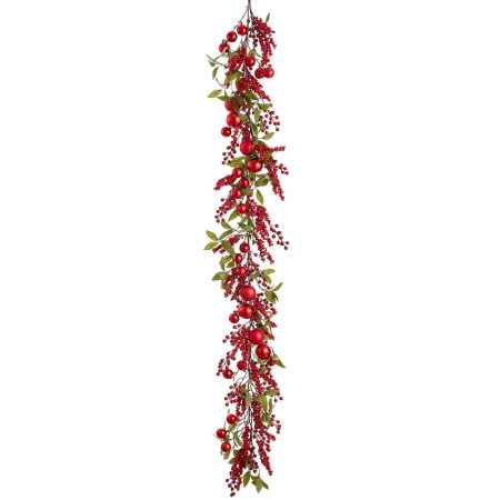 Berry and ornament Christmas garland, 72''