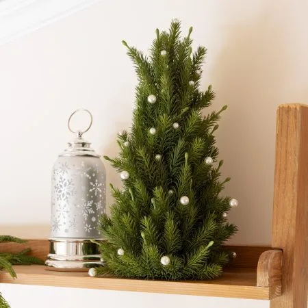 Decorative topiary pine tree with pearls, 17'' - Décors Véronneau