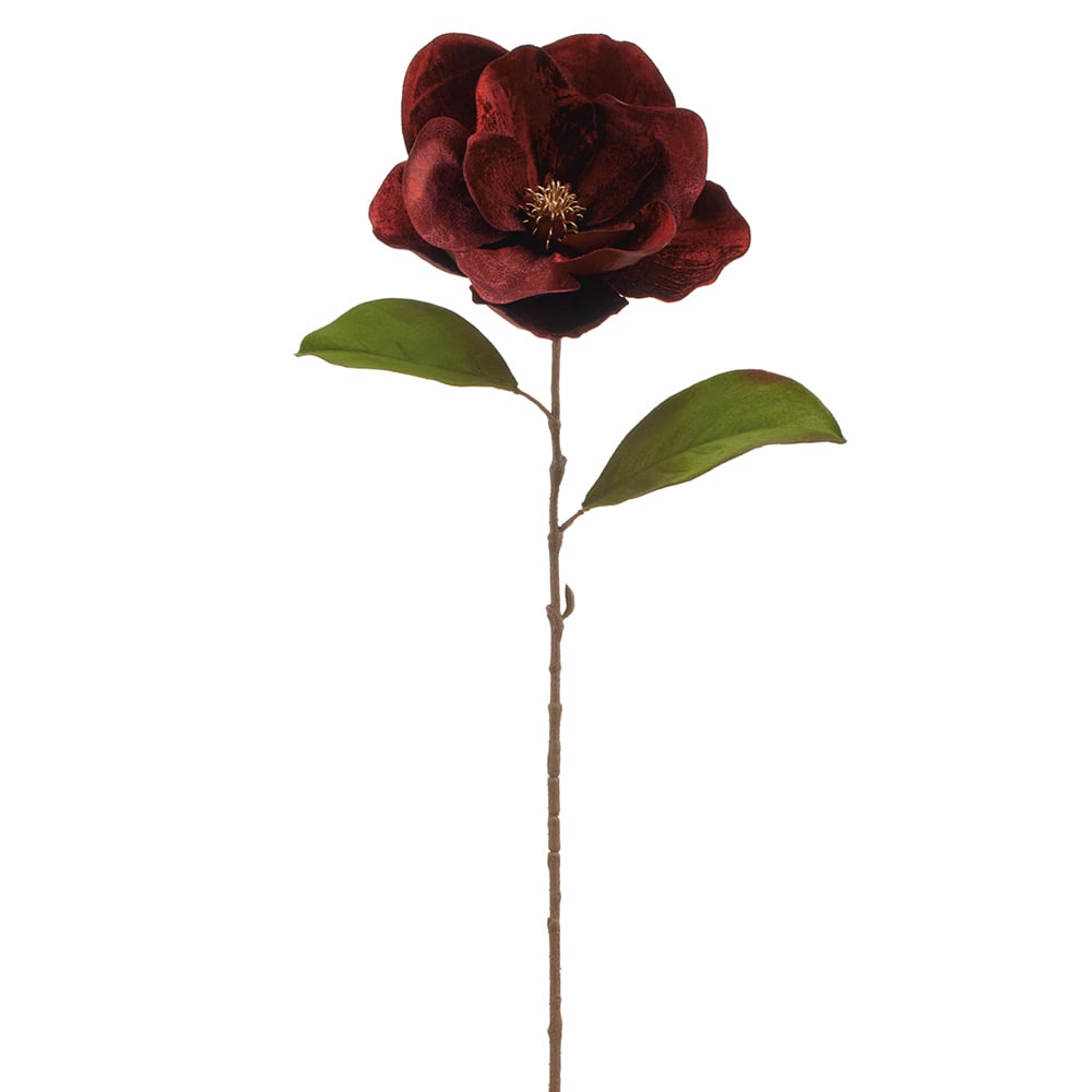 Fleur de Noël magnolia en velours rouge foncé - Décors Véronneau
