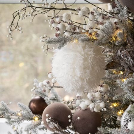 Faux fur Christmas ball ornament, 5'' - Décors Véronneau