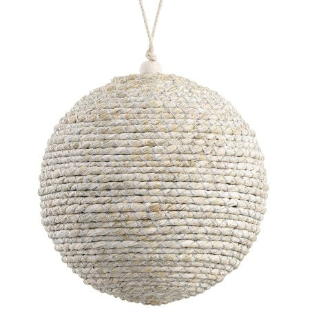 Hemp rope and silver thread Christmas ball, 6''