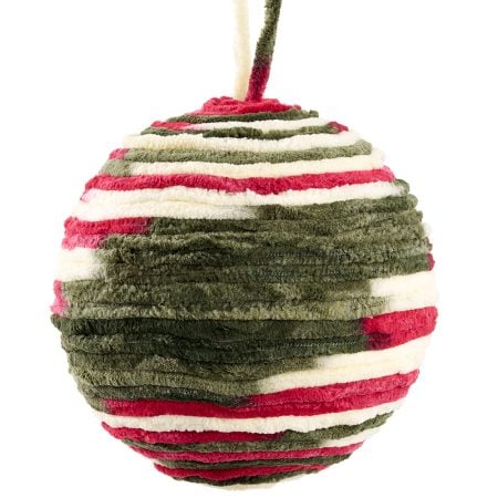 Red and green yarn Christmas ball ornament, 5''