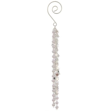 Pearl and star tassel Christmas ornament, 8''