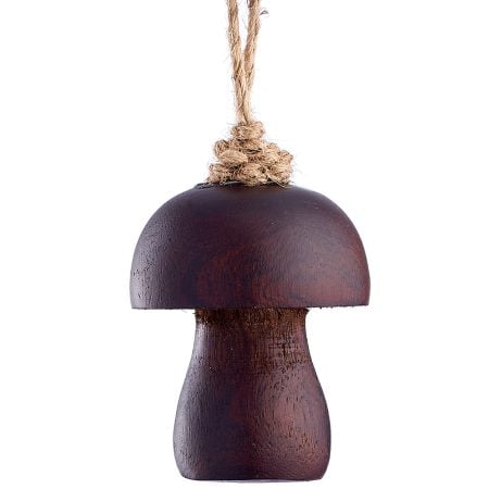 Mango wooden mushroom Christmas ornament, 2''