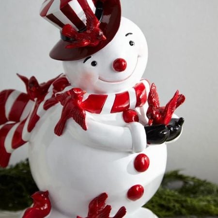 Red and white snowman Christmas figurine, 13'' - Décors Véronneau