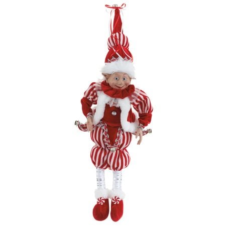 Red and white candy Christmas elf figurine, 26''