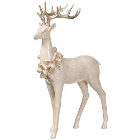 Gold and cream decorative Christmas reindeer, 19''