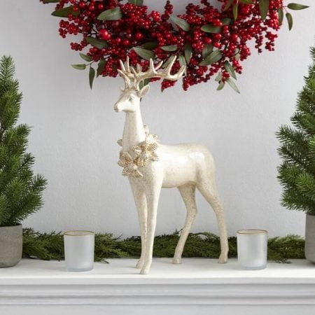Gold and cream decorative Christmas reindeer, 19'' - Décors Véronneau