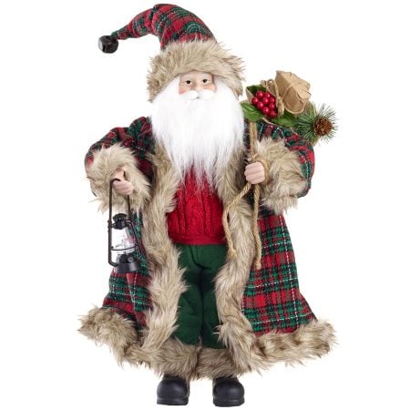Traditional red and green Santa Claus figurine, 19''
