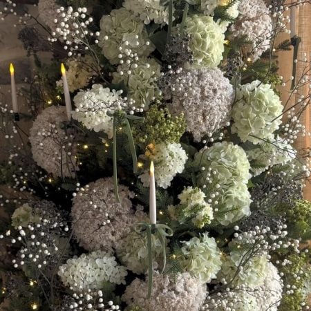 Artificial cream mini berry twig, 45,5'' - Décors Véronneau