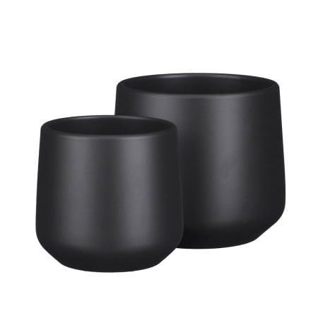 Small matte dark grey ceramic pot