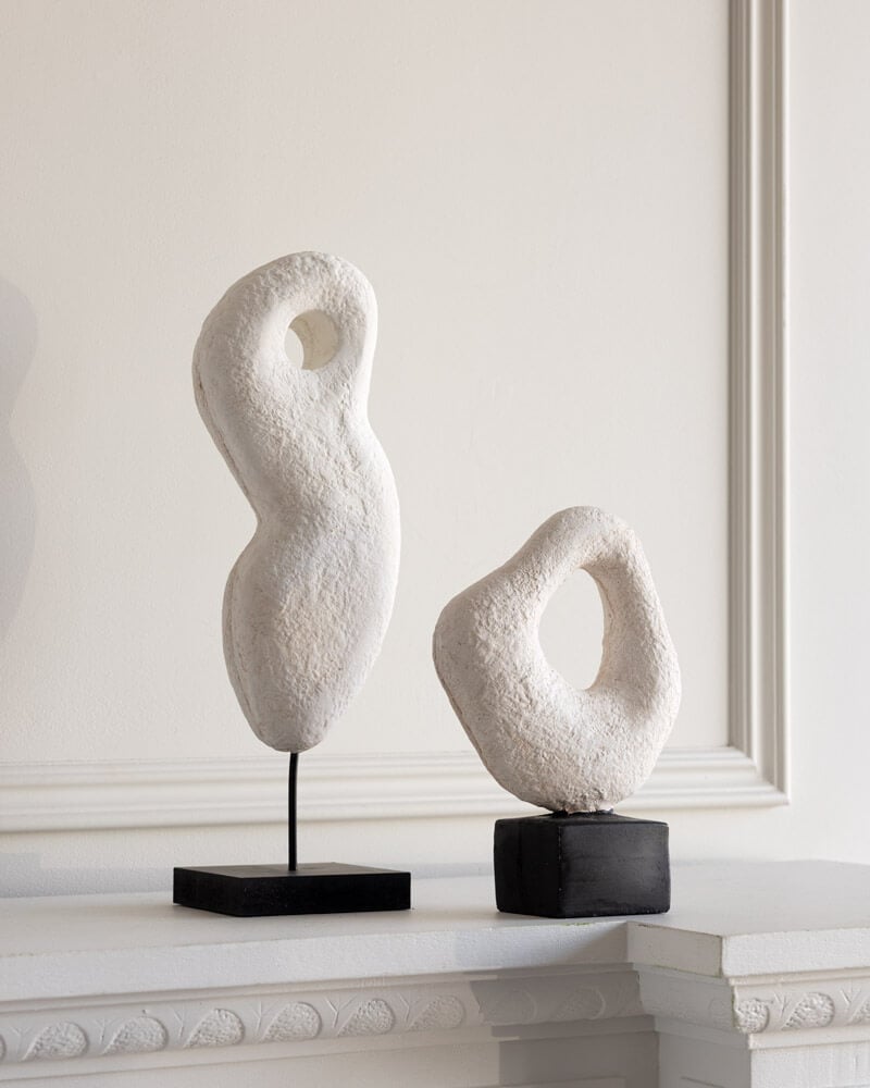 Sculptures abstraites décoratives en ciment blanc - Décors Véronneau