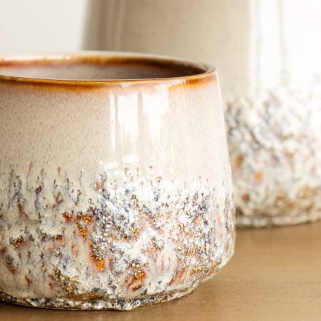 Small ceramic plant pot with blue glazing - Décors Véronneau