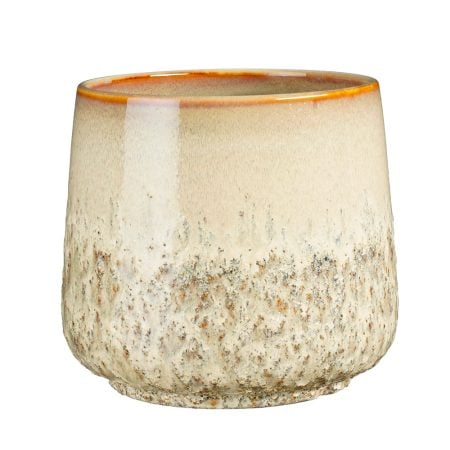 Small ceramic plant pot with geige glazing, 7,5 x 8''