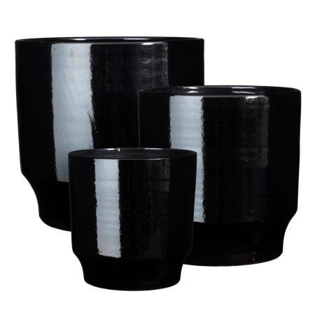 Terracotta glossy black planter