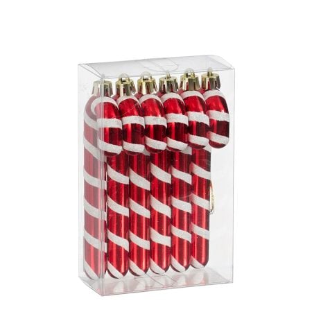Set of 6 mini candy cane Christmas ornaments, 4,5''