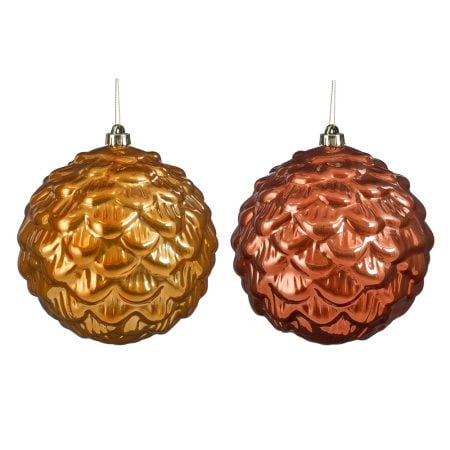 Pine cone textured Christmas bauble, 8''
