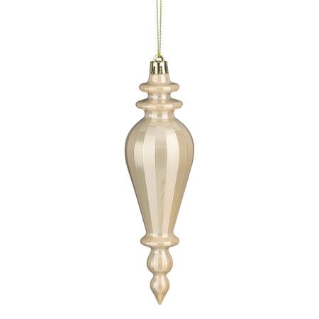 Ornement fleuron de Noël perlé ivoire, 6''