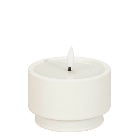 White candle holder with built-in LED candle, 2,5 x 3,5''