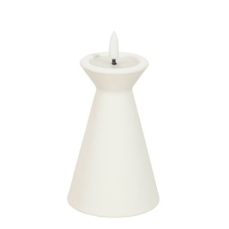 White pillar candle holder with built-in LED candle, 5 x 3''
