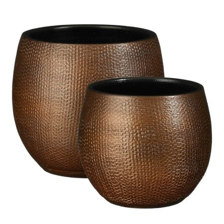 Handmade bronze terracotta indoor planter