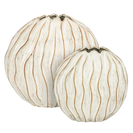 Circular off-white glazed ceramic vase