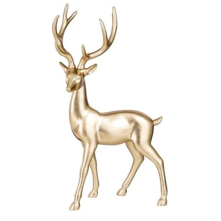 Standing champagne deer Christmas decoration, 24,5 x 14,5''