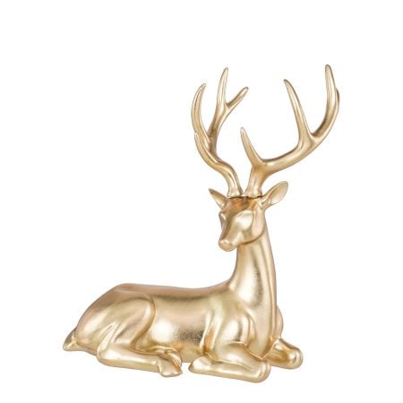Resting champagne deer Christmas decoration, 15,5 x 9''