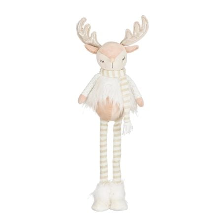 Pink and cream standing reindeer Christmas plush, 17,5''