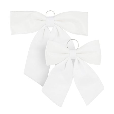 Décoration boucle de Noël blanche en polyester