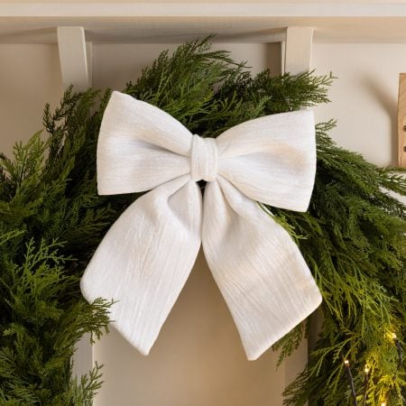 White polyester Christmas bow - Décors Véronneau