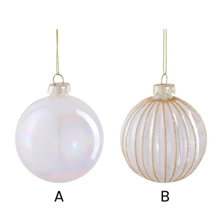 Pearlescent glass Christmas ball ornament, 3'' - Décors Véronneau