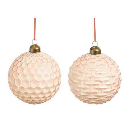 Textured greige glass Christmas ball, 4''