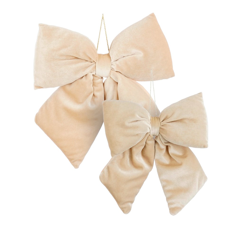 Ornement boucle de Noël crème en velours - Décors Véronneau